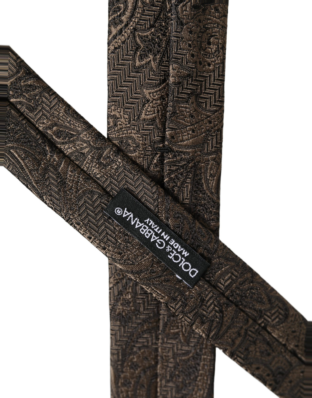Dolce & Gabbana Men Brown Paisley 100% Silk Adjustable Tied Necktie Tie