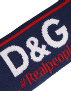 Dolce & Gabbana Navy Blue Wool Knitted D&G Queen Head Band One Size Hat