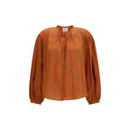 Forte_Forte Orange Cotton Pattern Shirt