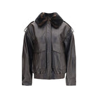 Loulou De Saison Brown Calf Leather Bos Taurus Bomber