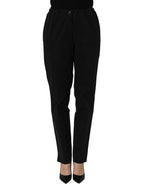 QL2 Black High-Waisted Straight Chino Women Trouser Pants