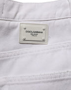 Dolce & Gabbana White Cotton Stretch Wide Leg Denim Jeans
