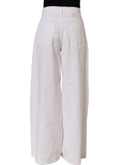 Dolce & Gabbana White Cotton Stretch Wide Leg Denim Jeans