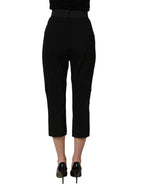 Dolce & Gabbana Black Viscose High Waist Capri Trouser Pants