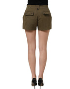 Dolce & Gabbana Green Cotton Mid Rise Cargo Hot Pants Shorts