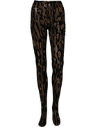 Dolce & Gabbana Black Leopard Nylon Tights Stocking Pantyhose Socks