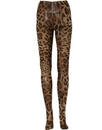 Dolce & Gabbana Brown Leopard Nylon Tights Stocking Pantyhose Socks