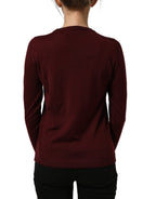 Dolce & Gabbana Maroon Wool Knitted CrewNeck Pullover Sweater