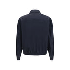 Brunello Cucinelli Blue Silk Biker Jacket