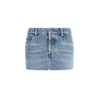 Miu Miu Blue Cotton Mini Skirt