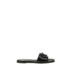 Valentino Garavani Black Calf Leather Bos Taurus Flat Sandals