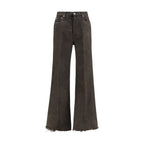 Rick Owens Bicolor Cotton Flared Jeans