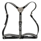 Dolce & Gabbana Black Leather Rhinestones Embellished Men Suspender