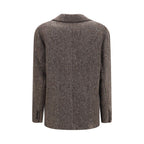 Brunello Cucinelli Brown Wool Oves Aries Biker Jacket