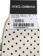 Dolce & Gabbana Off White Cotton Polka Dot Mid Calf Accessory Socks