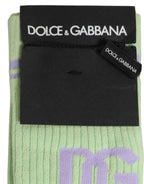 Dolce & Gabbana Men Light Green Logo Over Calf Accessory Socks