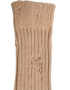 Dolce & Gabbana Beige Cotton Distressed Mid Calf Accessory Socks