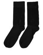 Dolce & Gabbana Black Sequin Cotton Knit Mid Calf Accessory Socks