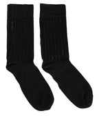 Dolce & Gabbana Black Sequin Cotton Knit Mid Calf Accessory Socks