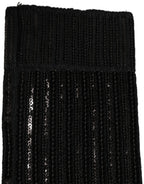 Dolce & Gabbana Black Sequin Cotton Knit Mid Calf Accessory Socks