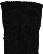 Dolce & Gabbana Men Black Cotton Distressed Mid Calf Accessory Socks