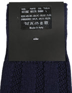 Dolce & Gabbana Navy Blue Wool Crest Logo Knee High Accessory Socks
