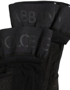 Dolce & Gabbana Black Nylon Logo Calf Long Women Accessory Socks