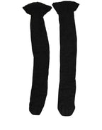 Dolce & Gabbana Black Wool Logo Calf Long Women Accessory Socks