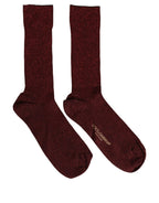 Dolce & Gabbana Maroon Viscose DG Logo Mid Calf Accessory Socks