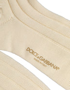 Dolce & Gabbana Beige Wool Stretch Knee High Accessory Socks