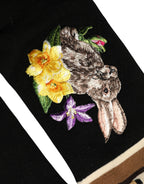 Dolce & Gabbana Black Rabbit Floral Wool Mid Calf Accessory Socks
