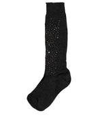 Dolce & Gabbana Dark Gray Sequined Wool Knee High Accessory Socks