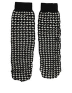 Dolce & Gabbana Black White Houndstooth Ankle Length Socks