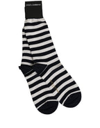 Dolce & Gabbana Black White Stripes Cotton Mid Calf Accessory Socks