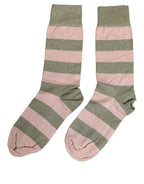 Dolce & Gabbana Gray Pink Stripes Mid Calf Accessory Socks
