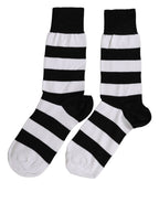 Dolce & Gabbana Black White Stripes Mid Calf Accessory Socks