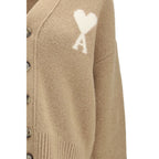 Ami Paris Beige Alpaca Vicugna Pacos Cardigan