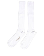 Dolce & Gabbana White Cotton Ribbed Logo Over The Calf Women Socks