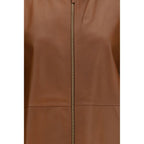 Max Mara Brown Lamb Ovis Aries Leather Jacket