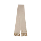 Ganni White Wool Oves Aries Foulard