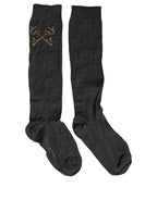 Dolce & Gabbana Dark Gray Wool Over The Calf Knee High Accessory Socks