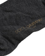 Dolce & Gabbana Dark Gray Wool Over The Calf Knee High Accessory Socks