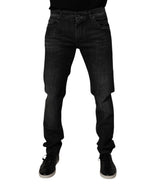 Dolce & Gabbana Dark Gray Washed Cotton Skinny Men Denim Jeans
