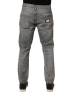 Dolce & Gabbana Grey Distressed Straight Leg Men Denim Jeans