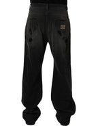 Dolce & Gabbana Dark Gray Distressed Oversize Men Denim Jeans