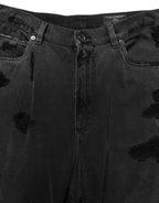 Dolce & Gabbana Dark Gray Distressed Oversize Men Denim Jeans