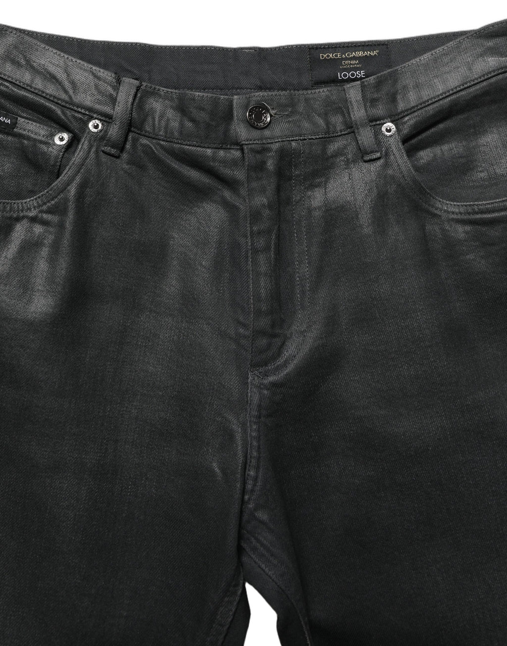 Dolce & Gabbana Dark Gray Cotton Loose Fit Men Denim Jeans