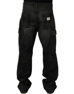 Dolce & Gabbana Dark Gray Cotton Baggy Cargo Men Denim Jeans