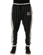 Dolce & Gabbana Black Striped DG Patch Men Sweatpants Pants