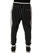 Dolce & Gabbana Black Striped DG Patch Men Sweatpants Pants